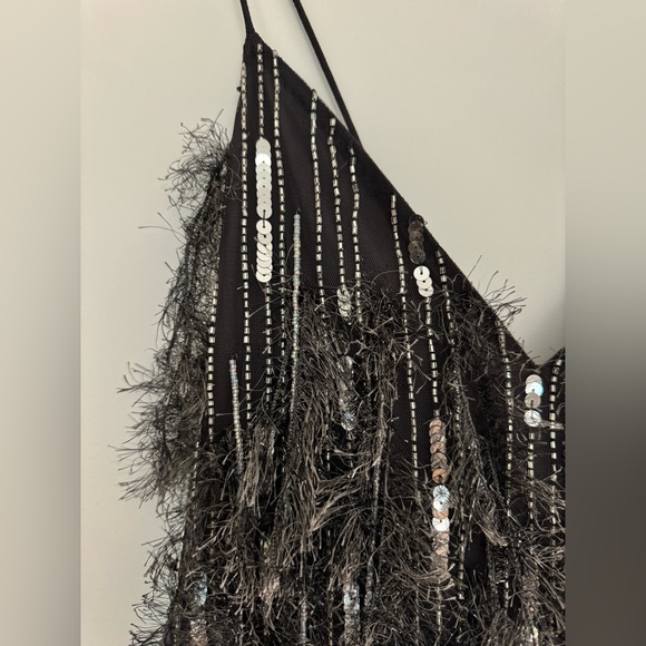 ASOS Edition Feather/Beads/Sequined Cocktail Dress in Gray US6 UK10 - Picture 2 of 9